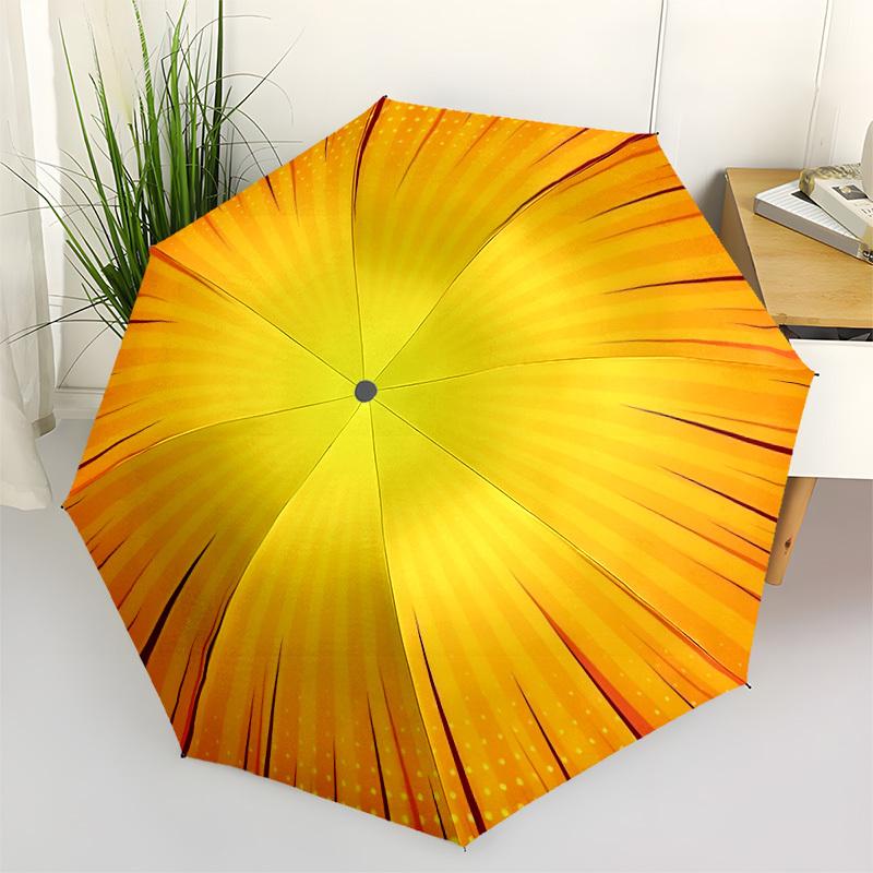 

1pc Sunburst Pattern Automatic Opening and Closing Folding Umbrella with 8 Iron Ribs - Portable, Foldable for Travel yy251124170