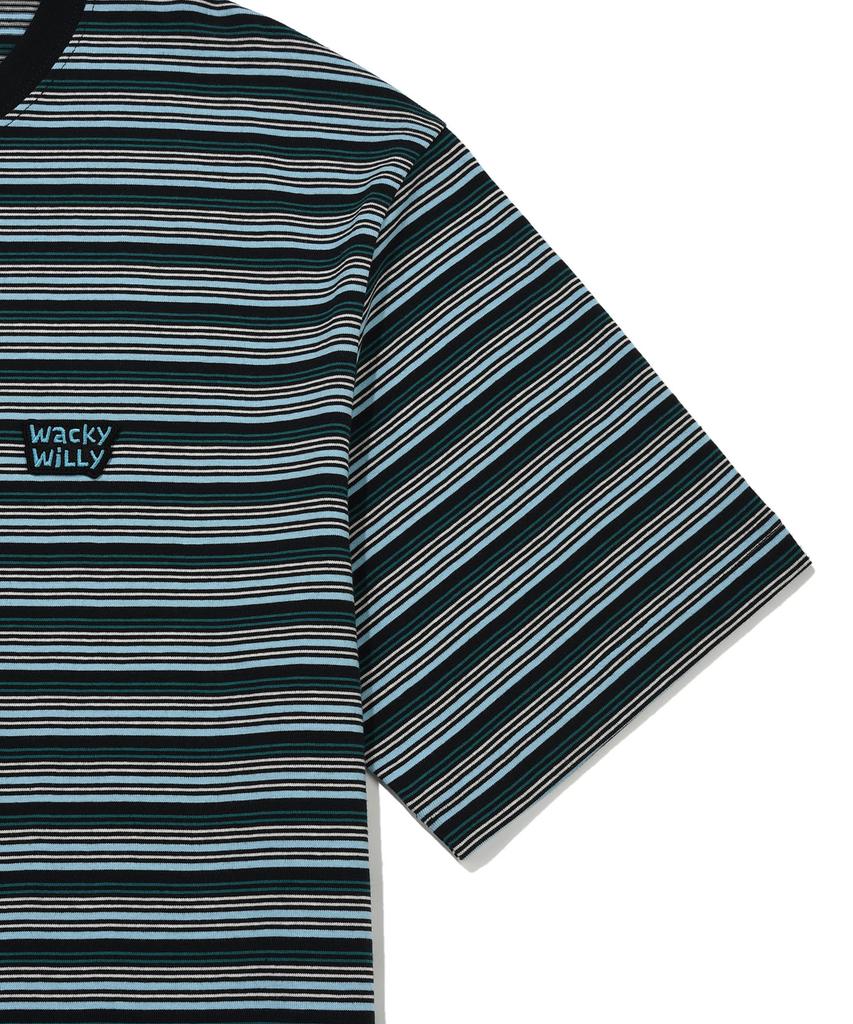WACKY WILLY Multi-Stripe Short Sleeve T-Shirt Black