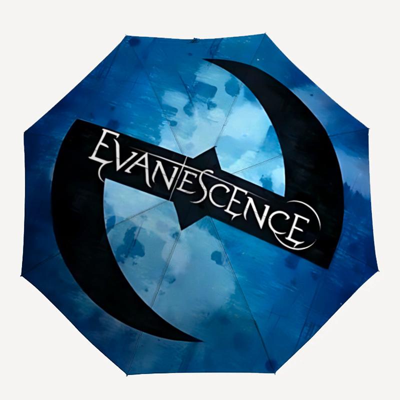 

1pc Evanescence Music Automatic Umbrella 8 Rib Portable Folding Black Iron Frame for Outdoor, Beach, Travel, Beach Umbrella