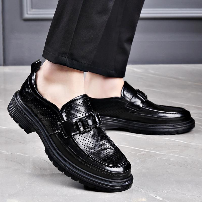 Men's Trendy Breathable Leather Slip-On Shoes: Versatile, Fashionable, and Comfortable for Business or Casual Wear