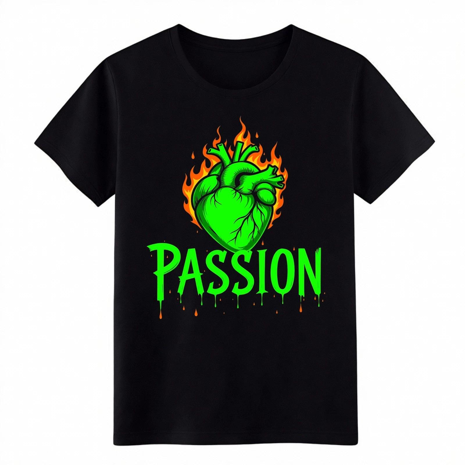 

Edgy Neon Green Burning Heart Graphic Tee|Daily Errands & Bold Statement T-Shirt L