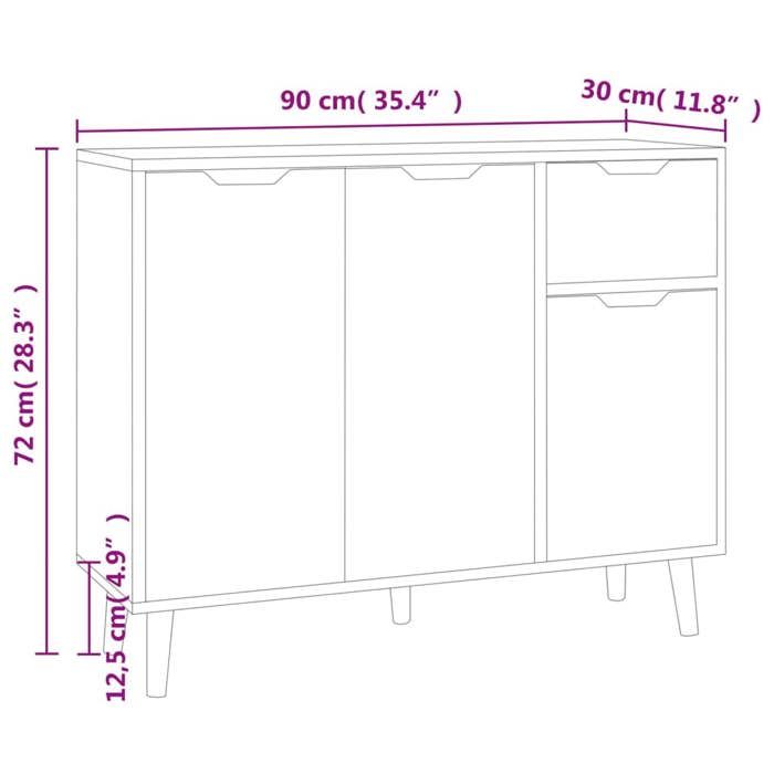 VidaXL Buffet Gris béton 90x30x72 cm Aggloméré