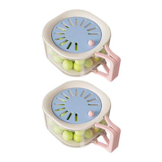 

2Pcs 2-in-1 Drain And Preservation Basket Fruit Bowl Vegetable Washing And Draining Basket Fruit Basket with Strainer Lid Foldable Handle небо синє кольору