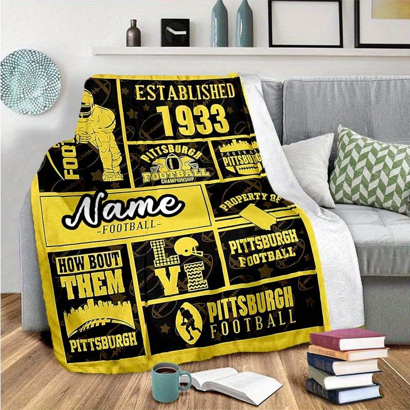 Yellow Rugby Style Customize Your Name Blanket Warm Comfortable And Soft Blankets Are Suitable For Home Lunch Break Blanket Office Sofa Sofa Gift To
