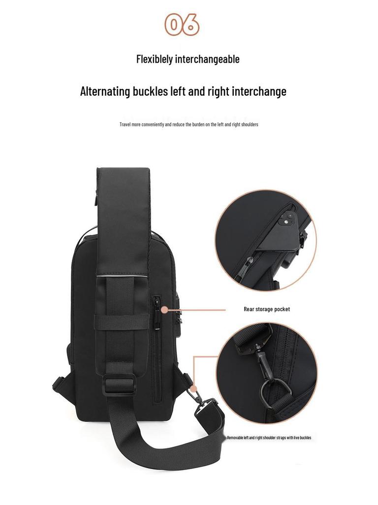 Men's Multifunctional Crossbody Bag with Anti-theft Lock - Versatile Chest and Shoulder Bag with Modern Texture.