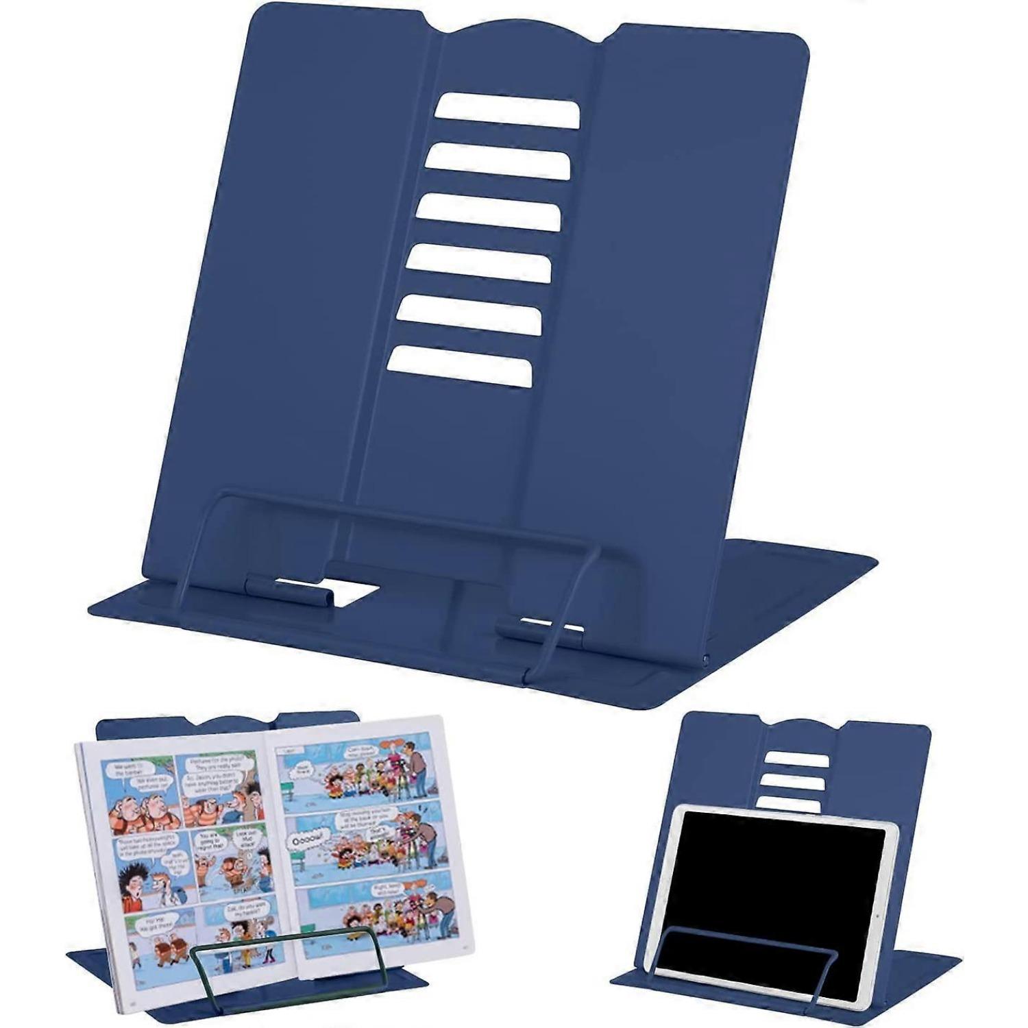 

Подставка для книг, металлическая подставка для чтения, держатель для книг, регулируемый держатель для кулинарных книг, подставки для учебников, рождественские подарки для девочек 6, 7, 8, 9-16 лет. темно-синий