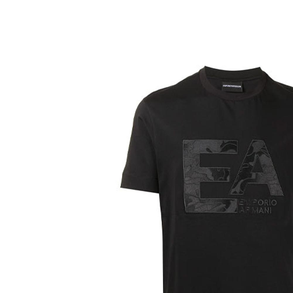 Emporio Armani EA Logo Letter Pattern Round Neck Short Sleeve T-Shirt Men Tops Black 3K1TM5-1JDXZ-0999