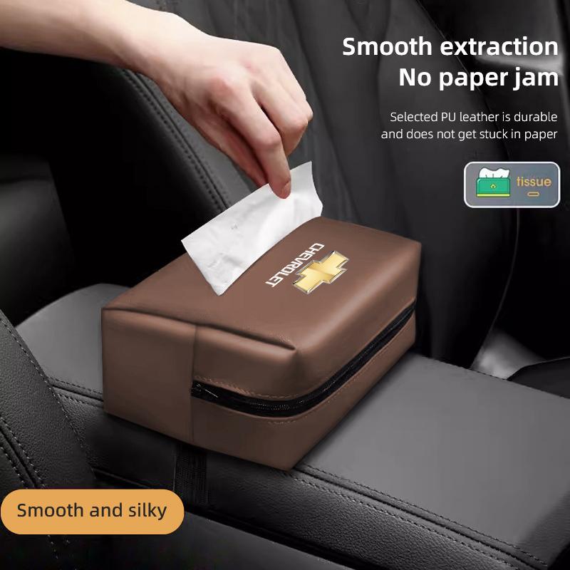 PU Leather Car Tissue Box Holder Interior Accessories Tire Valve For Chevrolet Spark Captiva Cruze Malibu Equinox Trax Camaro