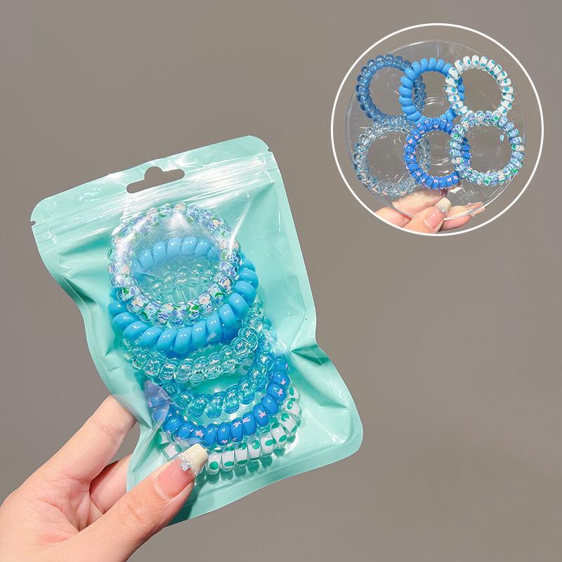 Summer Simple Telephone Wire Hair Tie Hair Band Bun High Elasticity Hair Rope for Women, Hair-Friendly Hair Accessory