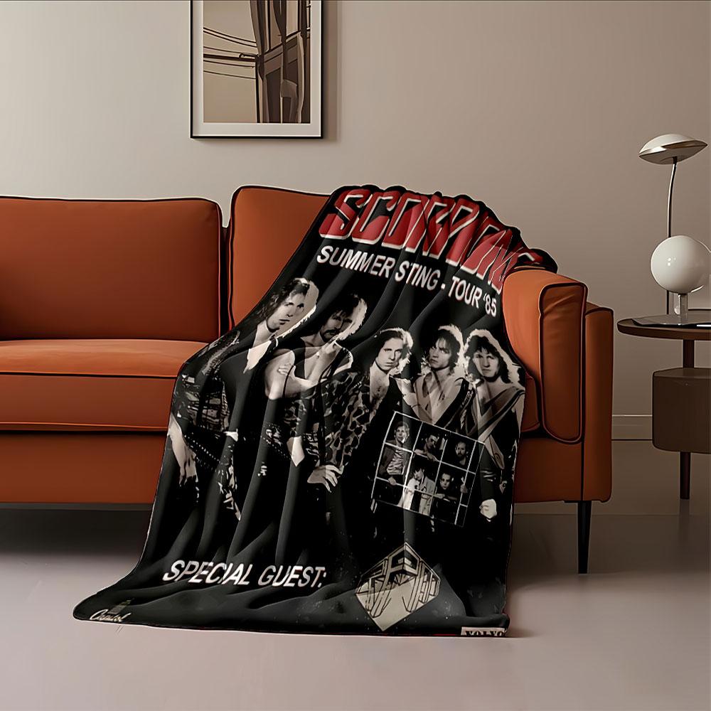 Promotional poster for Scorpions’ 1985 Summer Sting Tour with bold text. for all seasons blanket lunch break throw gift