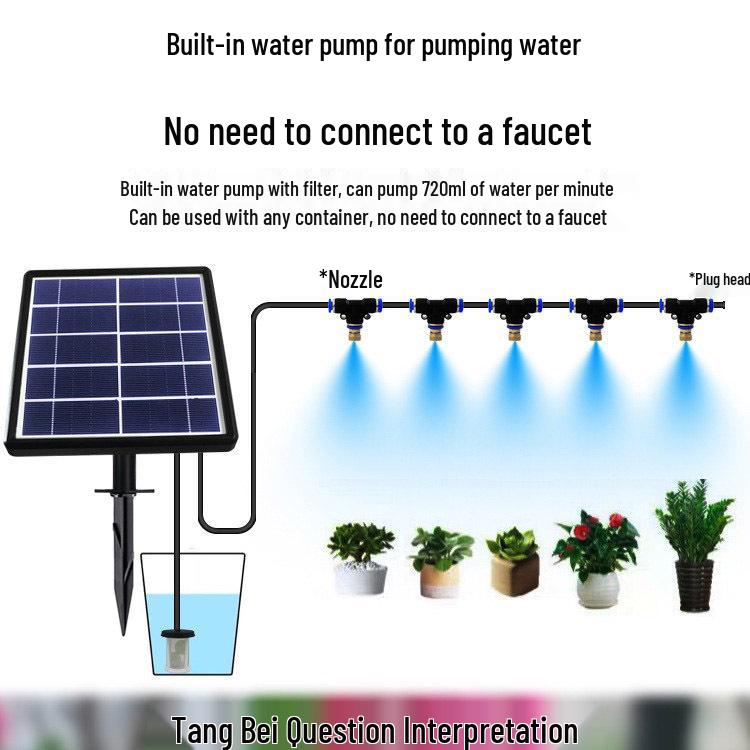 Solar-Powered Smart Watering Kit: Automatic Timer & Self-Watering Sprinkler for Plants