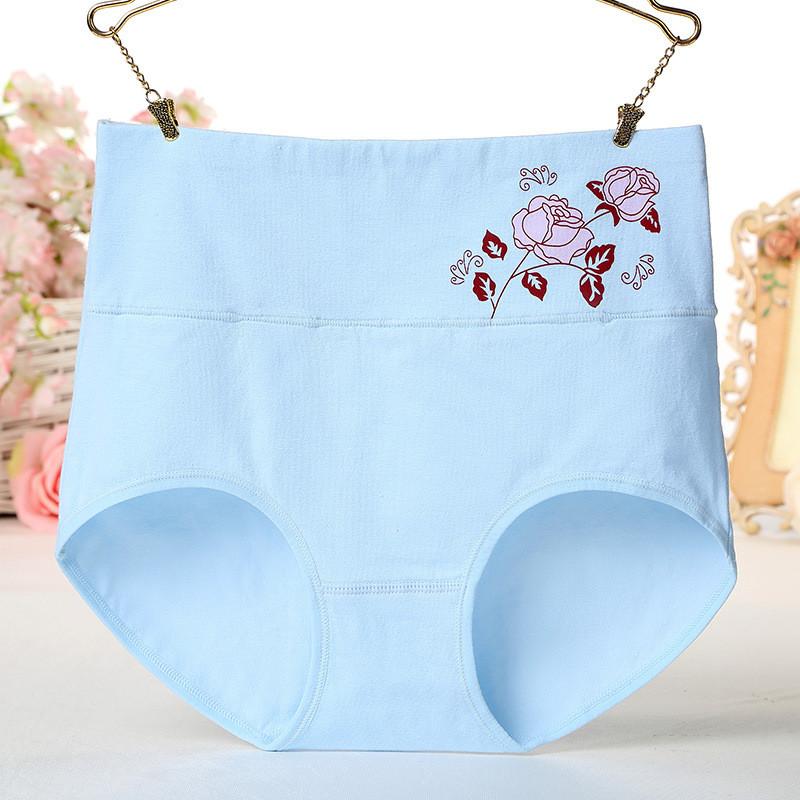 Florale High Waist Formende Baumwoll-Unterwäsche für Damen Atmungsaktive Bauchkontroll-Slips