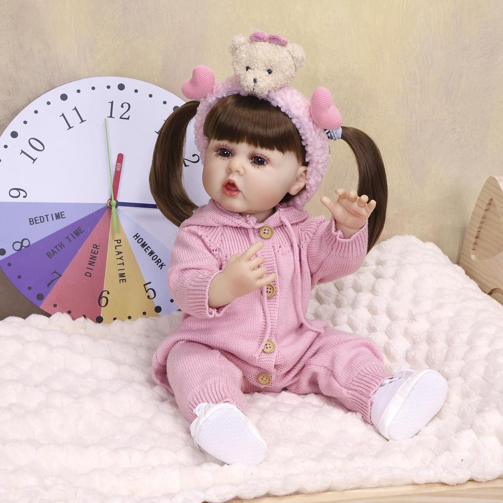KEIUMI 22 Inch Reborn Baby Doll Full Body Silicone Vinyl Realistic 3D Skin Newborn Girl Toy Children Birthday Gift