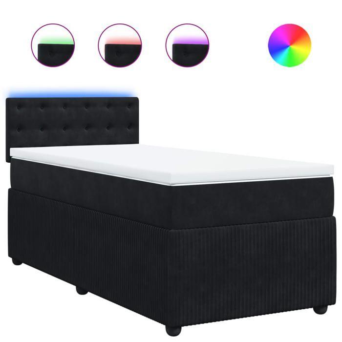 VidaXL Slatted Bed Base with Mattress Black 90x190 Cm Velvet 3289916