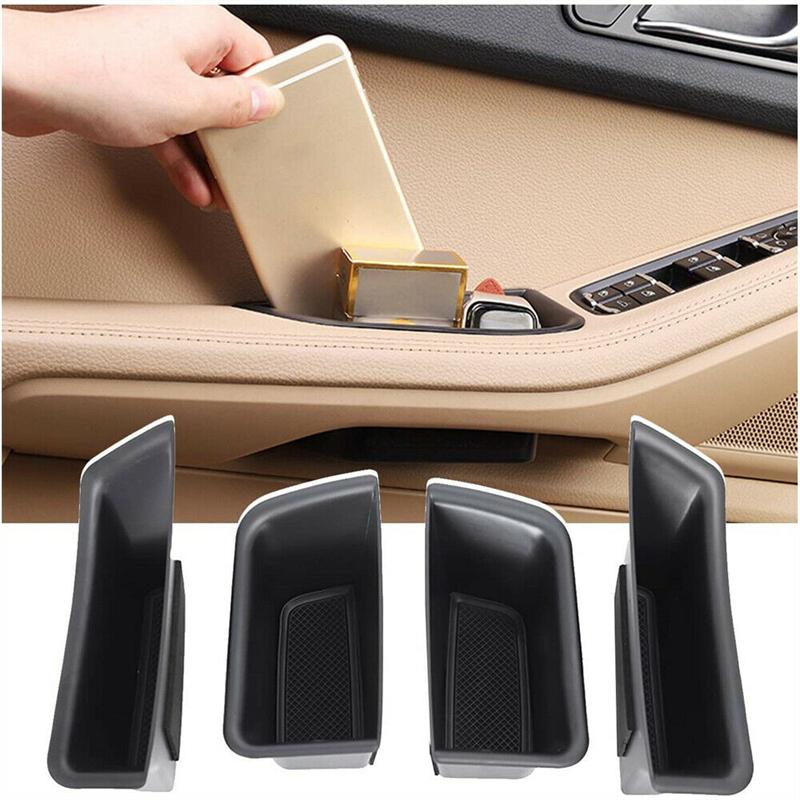 4Pcs Car Door Handle Storage Box Cup Holder For Porsche Macan 2015 2016 2017 2018 Auto Interior Organizer Accessories
