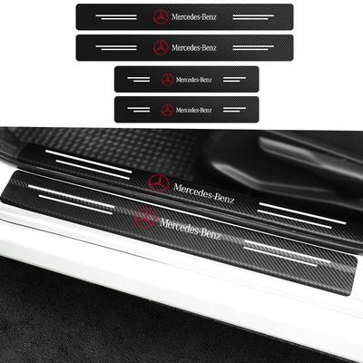 New Fashion Car Door Sill Scuff Plate Decor Carbon Fiber Stickers For A B C E S Class W168 W169 W176 W177 W245 W246 W247