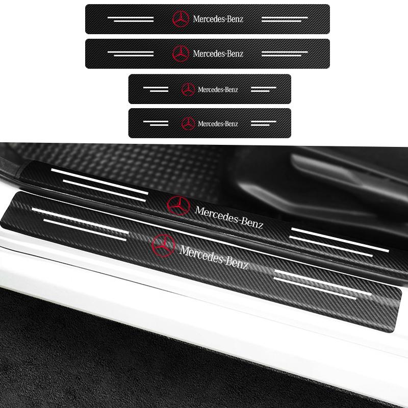 New Fashion Car Door Sill Scuff Plate Decor Carbon Fiber Stickers For Mercedes-Benz B-Class W245 W246 W247