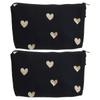 Cosmetic Organizer Bags Cute Makeup Bag Daily Use Cloth Material Heart-Shaped Zipper Pouch 2Pack