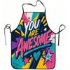 1pc You Are Awesome Colorful Pop Art Print Apron, Durable And Easy To Clean, Adjustable Waistband, Polyester Material, for Kitchen Cooking, Gardening,