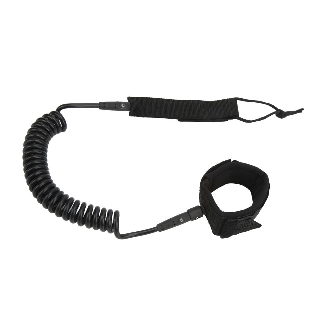Surfboard Leash High Elasticity TPU Black Coiled Surfing Leg Rope for Paddleboards Longboards