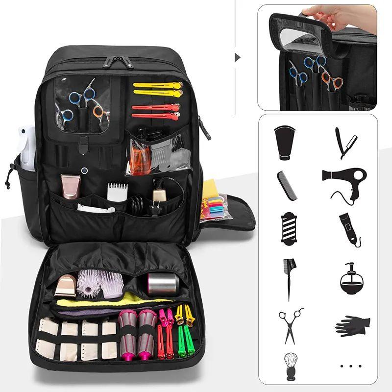 Hairdresser Backpack Accessories Bag Roomy Black Satchel