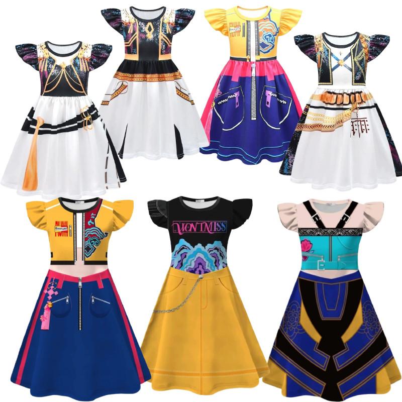 Kpop Demon Hunters Rumi Mira Zoey Childrens Costume Dress With Print Fabric And Flared Sleeves For Spring And Fall Wear