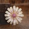 Blucome New Arrival Exquisite Quality Copper Brooches Flower Shape for Women Suit Derss Hijab Pins