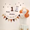 Minimalist Mori-Style Felt Happy Birthday Cake Wall Sticker for Baby's 1st Birthday Photo Props.