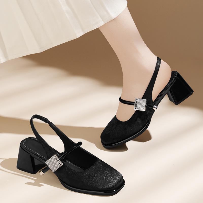 French Mary Jane women's shoes new summer thick heel temperament single shoes with skirts beautiful bag head sandals women