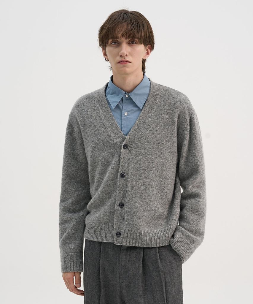 Trip Le Sens [100% Wool] Pure Light 4-Button Crop Cardigan_Gray