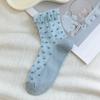 Women's Mesh Sheer Socks Heart Print Ruffle Ankle Socks Summer Ultra Thin