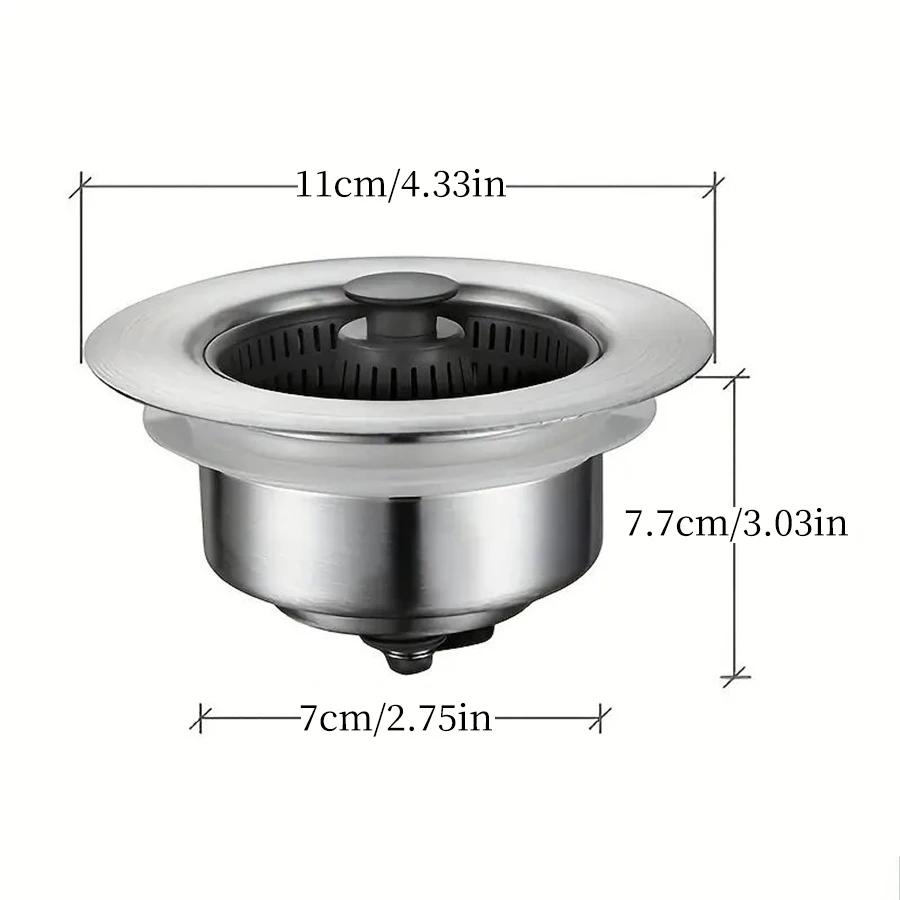 1pc304 Stainless Steel Kitchen Sink with Drain Plug, Pressure Sink, Spring Core, Filter, Anti-clogging Accessories