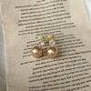 Maillard Autumn and Winter Light Luxury High-end Earrings Circle Women's Round Amber Earrings Retro Ear Clips Without Ear Piercings