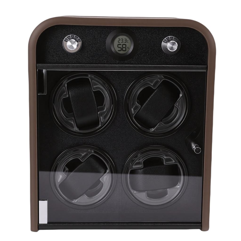 Watch Winder for 4 Mechanical Watches 5 Modes Quiet Automatic Watch Winder Display Storage Box with LED Light Temperature Humidity Sensor