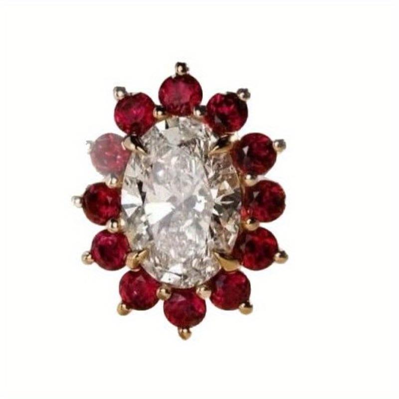 1Pcs Fashionable Synthetic Zircon Flower Ring, Simple, Niche, Light Luxury, Multi-functional Ring