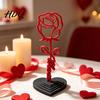 Romantic Rose Decoration And Heart Sculpture 3D Printed Red Ornament Mom Stem Detachable Flower Statue Mother's Day Birthday Gift for from Daughter