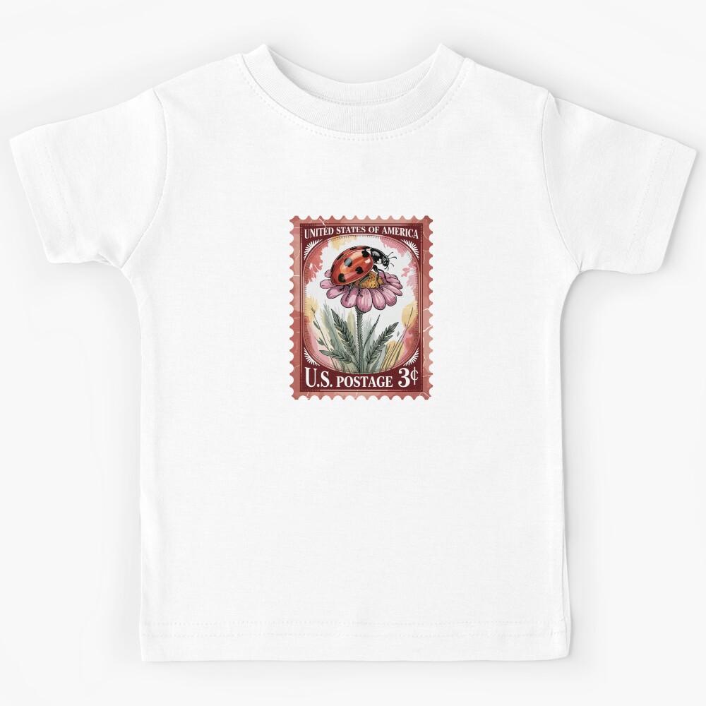 Ladybug Stamp - Ladybug Flower Kids T-Shirt 100