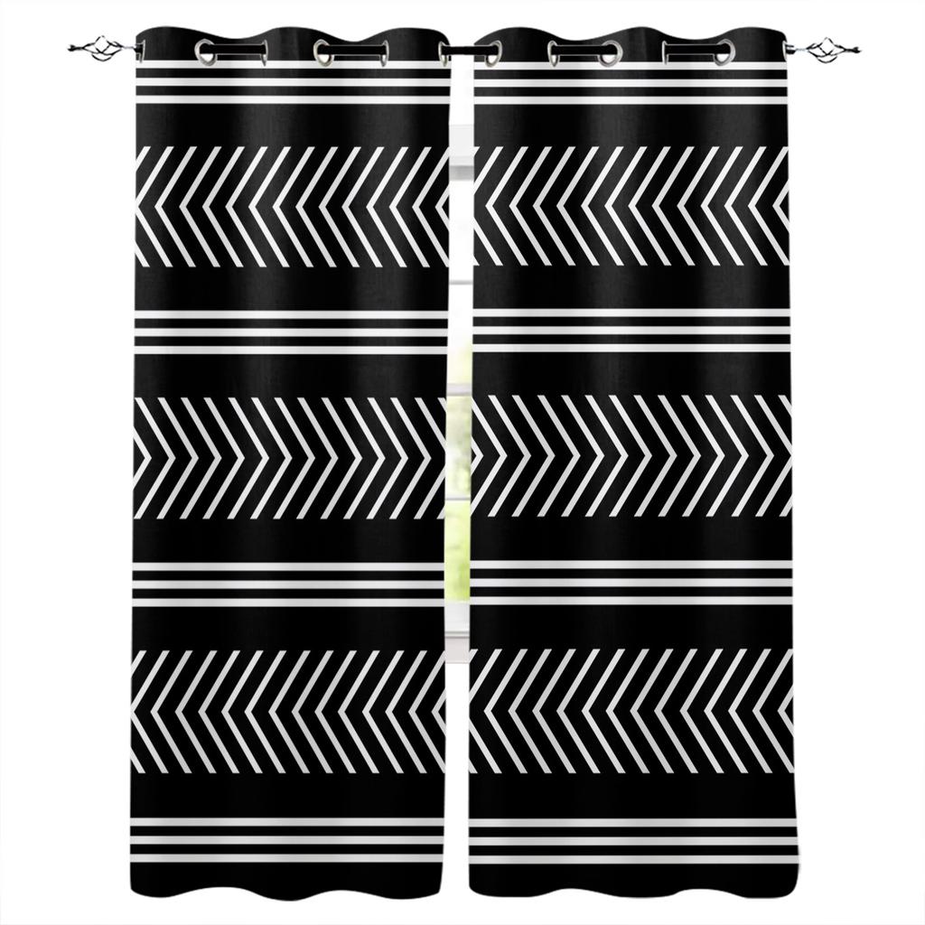 Simple Black And White Stripes Blackout Curtains for Children Kids Home Decor Bedroom Living Room High Shading Window Curtains