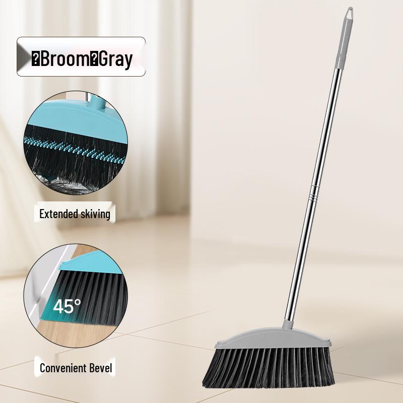 Soft Bristle Broom and Dustpan Set - Non-Stick Hair, Single Sweeping for Household Garbage