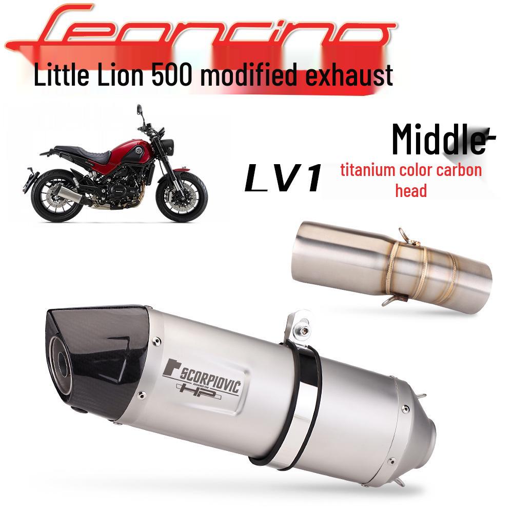 Benelli Leoncino 500 Carbon Fiber Mid-Section Tail Exhaust Pipe, Easy Installation.