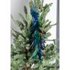 2Pcs Artificial Natural Feathered Peacocks with Long Tail Designs Christmas Tree Clip on Ornaments for Home Party Decor