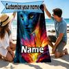 Custom Name Personalized Avatar Print Beach Towel, for Trip Camping Beach Party Home Decor, Birthday Gift for Family & Friends