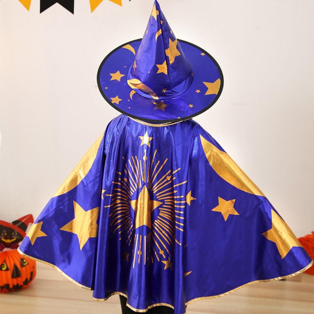 Pointy Hat Kids Witches Robes Wizard Halloween Cosplay Cape Punk Childern Halloween Costumes Boys