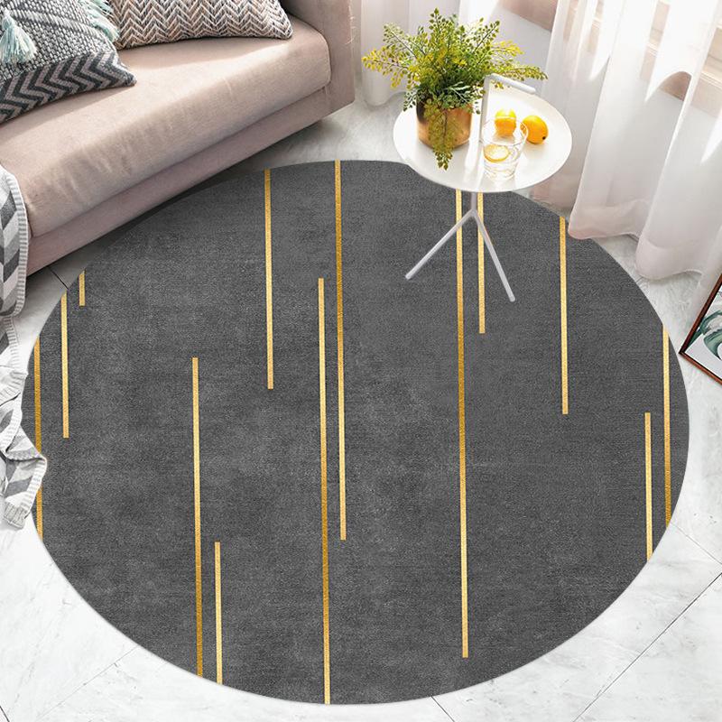Fashion Round Rug Home Anti-Slip Gold Floor Mat Children's Bedroom Carpet Living Room Carpet