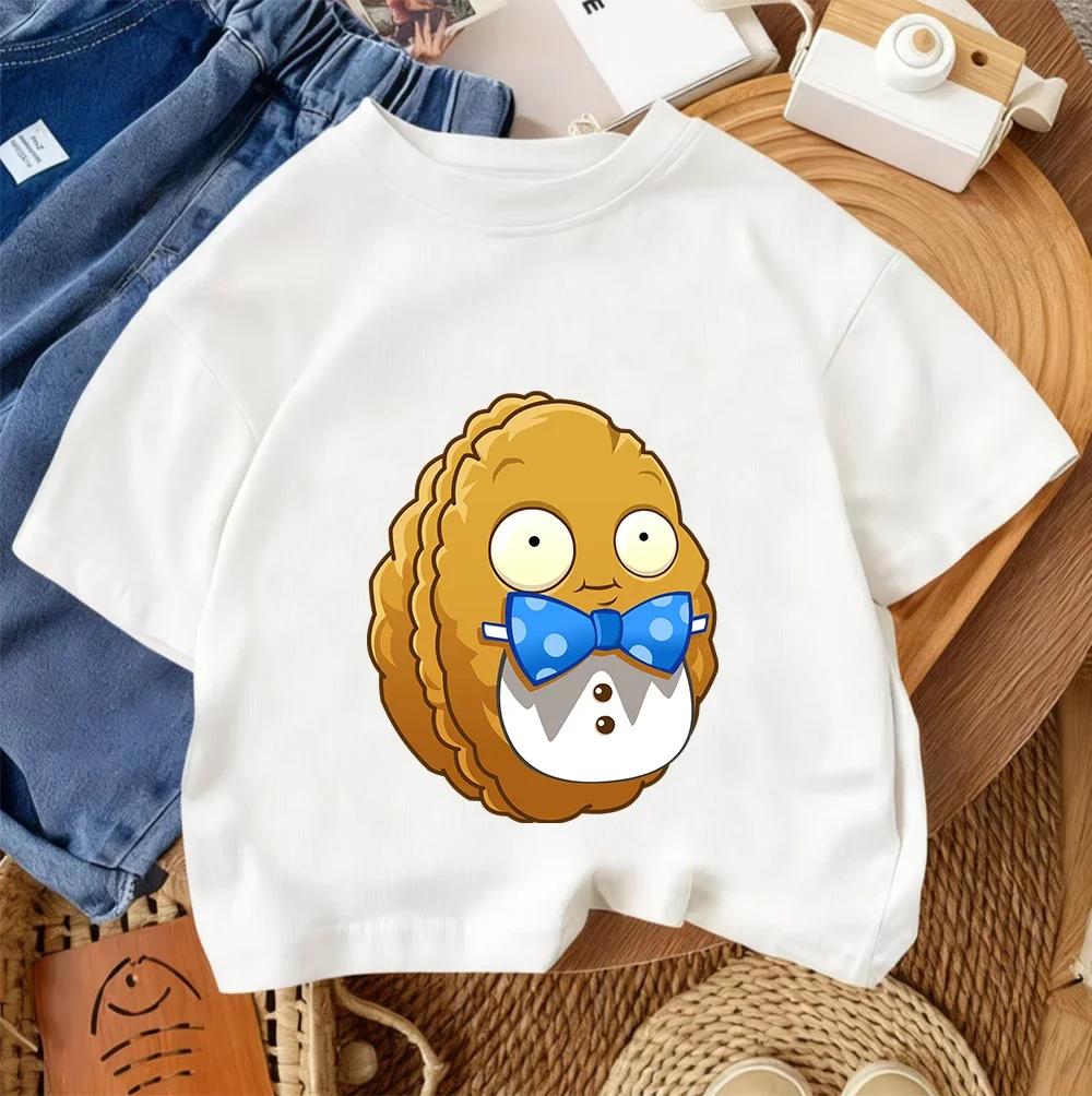 Summer Crew Neck T Shirt For Boys Girls Casual Daily Wear Plants Vs Zombies Cute Kawaii Cartoon Fashion Street Style 314Y