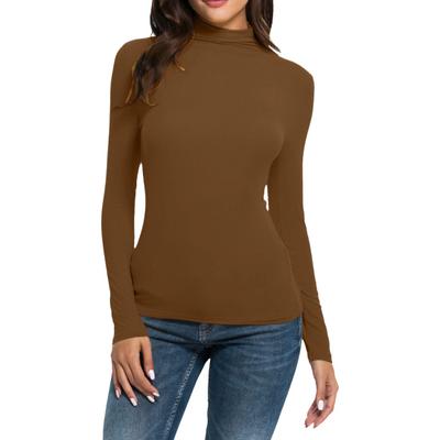 Women's Thermal Long Sleeve Shirts Slim Mock Turtleneck Pullover Basic Undershirts Compression