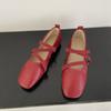 Flats for Women's 2025 Spring New Pumps Women's Autumn Soft Leather One-pedal Flat Grandma Shoes Retro Mary Jane Shoes