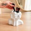 Creative Sculpture Desk Accessory Abstract Face Vase, Artistic Female Pen Holder, Makeup Brush Organizer for Pens Modern Decorative Vase Centerpiece