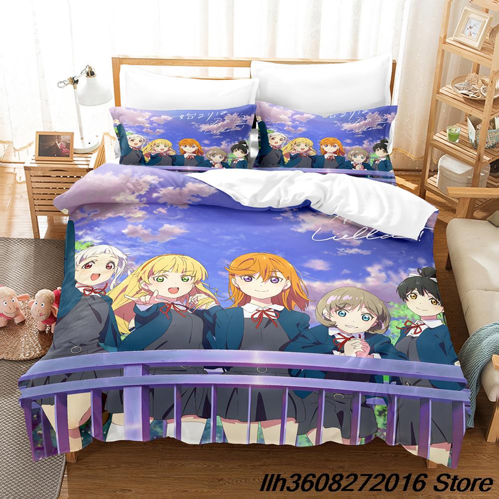 New New Kawai Love Live! Beding Set Carton Anime thre-piece set Adult People Kid Bedrom with Soft Fabric Duvetcover Sets Kawai colcha de verano c