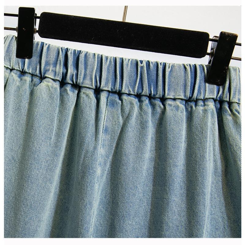 DIMANAF 2026 Summer New Plus Size Women Jeans Fashion Lady Clothing Long Pants Denim Cotton Loose Casual Elastic Waist